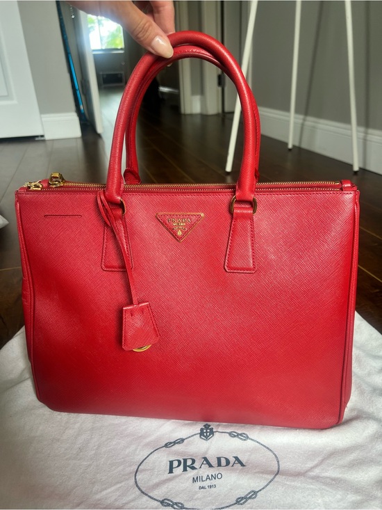 Prada Handbags - 👜 Prada Saffiano Lux Galleria Double-Zip Tote – Vibrant Red
